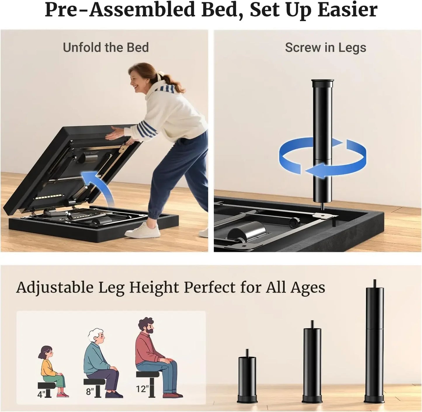 T600 Adjustable Bed Frame Queen Size with Remote & Massage - Electric Beds Bases, Zero Gravity, Dual Side USB, Side Pockets