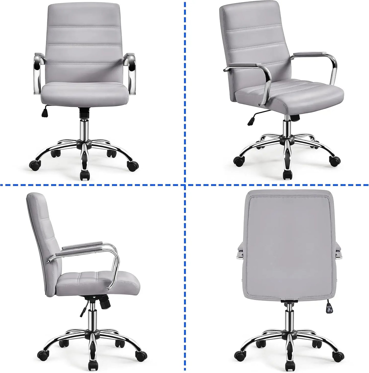 Adjustable Swivel Office Chair With PU Leather And Armrests