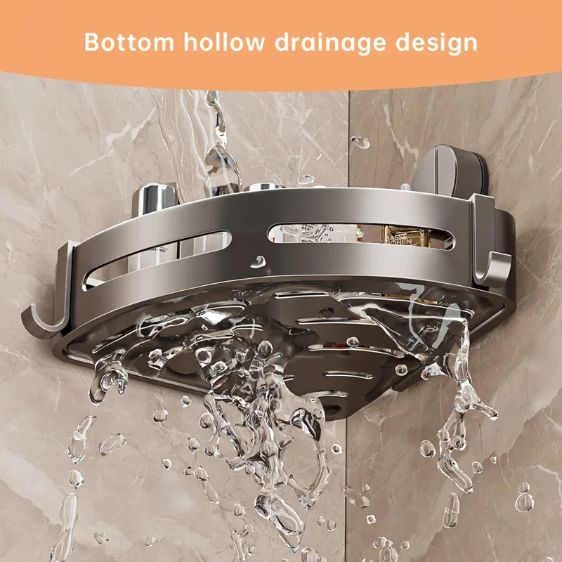 Corner Shower Caddy Suction Cup Shower Shelf Corner No Drilling Bathroom Shower Organizer Storage Rack Adhesive with Towel Bar