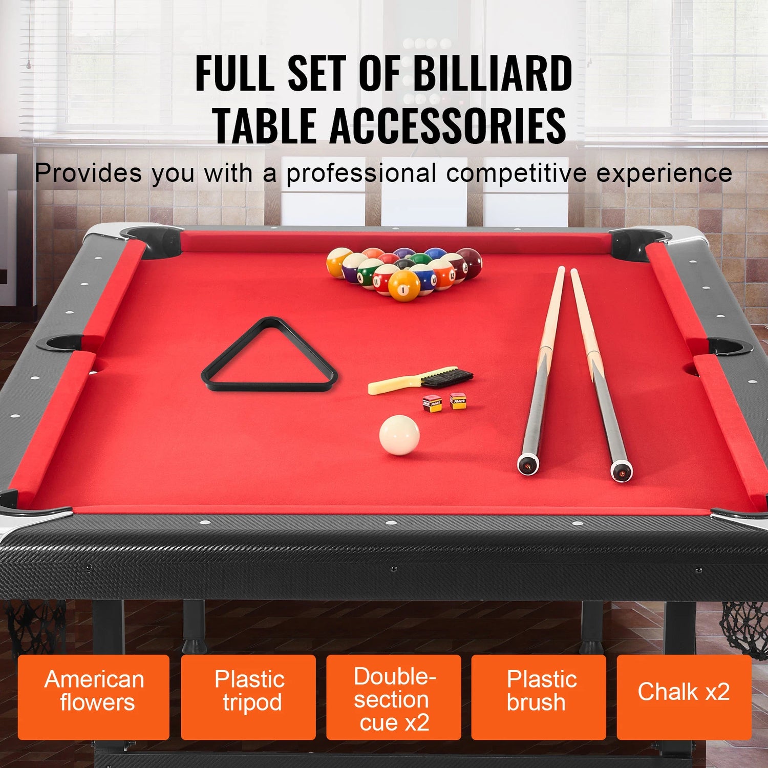SucceBuy 6.3/7ft Billiard Table Pool Table Portable Foldable SpaceSaving Billiard Table Set Includes Balls Cues Chalks and Brush