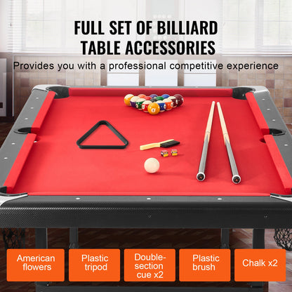 SucceBuy 6.3/7ft Billiard Table Pool Table Portable Foldable SpaceSaving Billiard Table Set Includes Balls Cues Chalks and Brush
