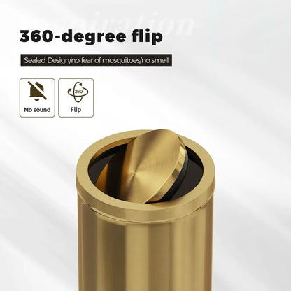 Stainless Steel Trash Can With Flip Lid For Kitchen Bathroom