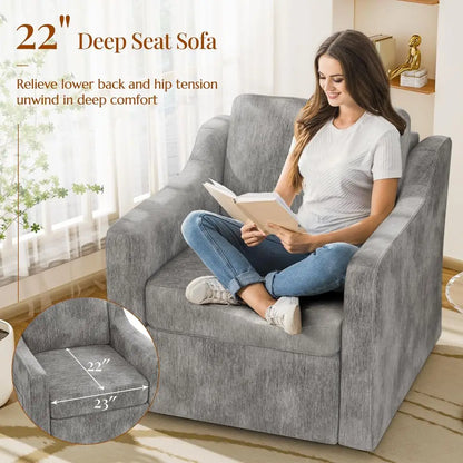 Swivel Accent Chair Set of 4, Large Comfy Reading Chairs, Accent Square Singleseat Armchair Upholstered Sofa for Reading, Nurse