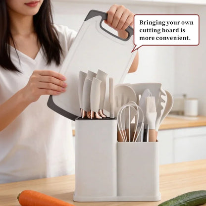 19-in-1 Kitchen Knife &amp; Silicone Utensil Combo Set, Heat Resistant Cooking Tools with Detachable Storage Organizer