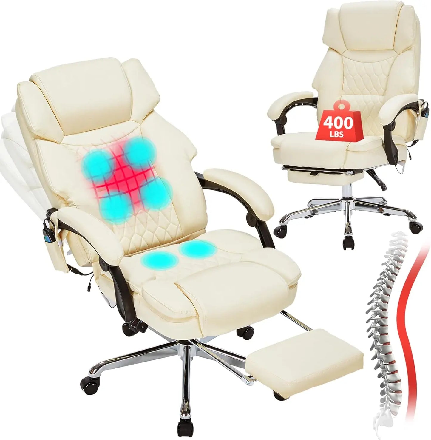 GUANGBAI Massage Office Chair With Foot Rest Vibration And Heat