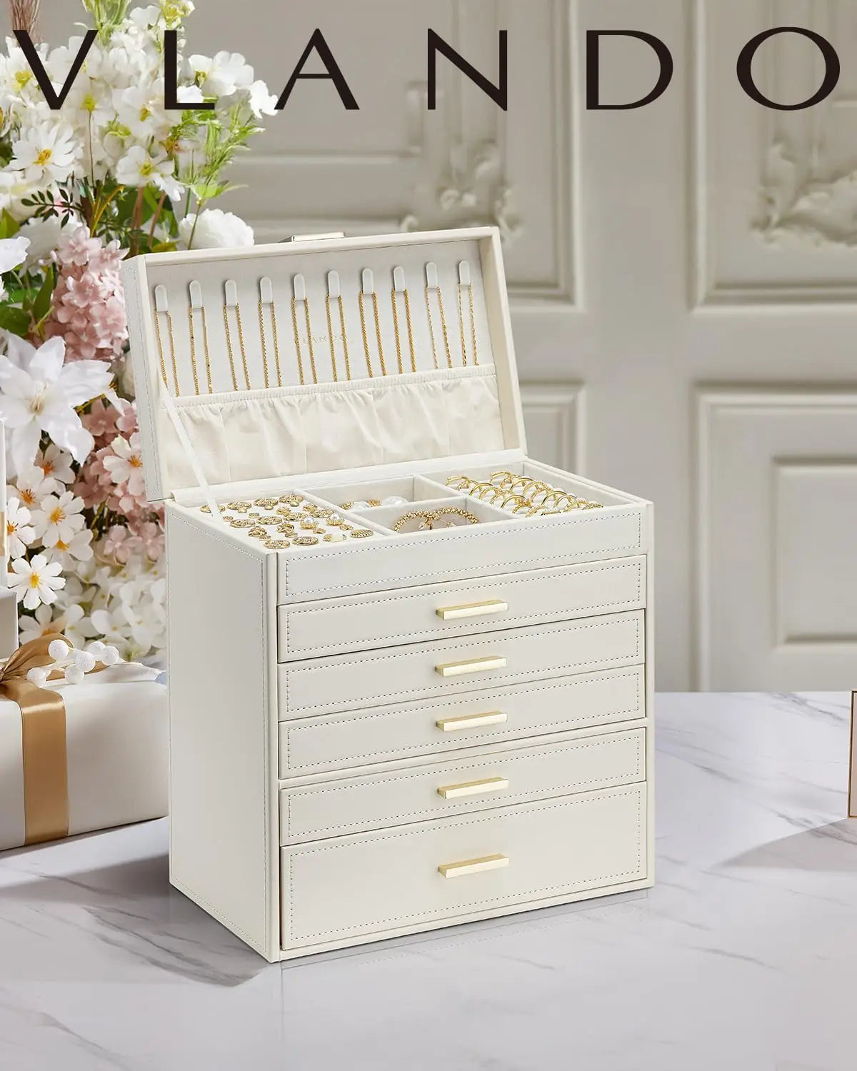 6 Layer Large Jewelry Box - Jewelry Holder Organizer, Jewelry Box Organizer for Drawer Necklace Ring Bracelet and Watch