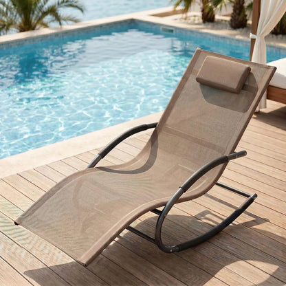 HiMISS Outdoor Rocking Lounge Chair With Detachable Pillow