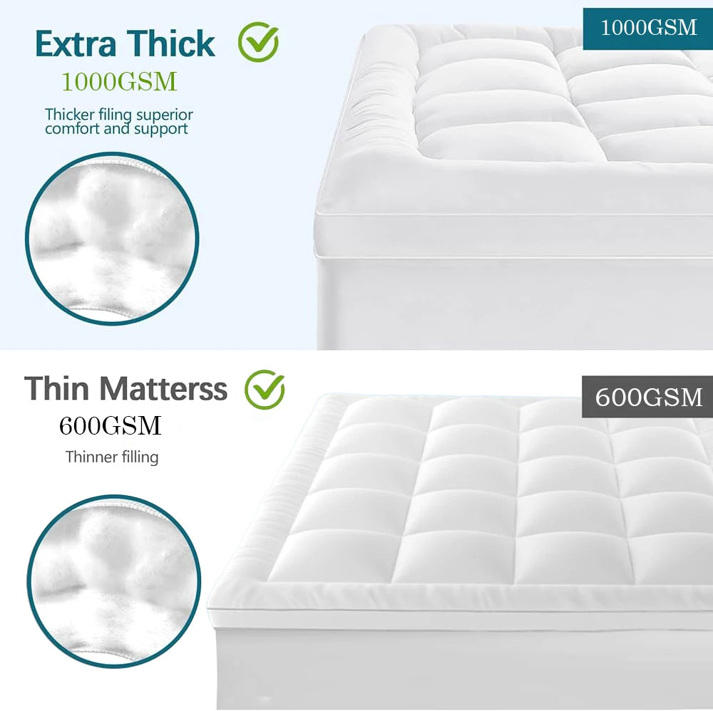 WQSPRINGCN Extra Thick Mattress Topper with Cooling Down Alternative
