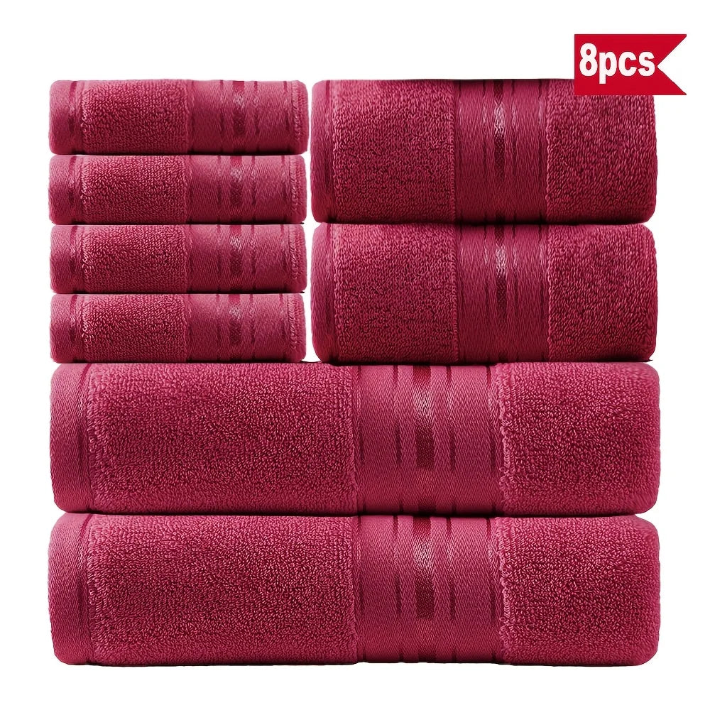 8 Piece Luxury Towel Set – Majestic Plush, Super Absorbent &amp; Quicker-to-Dry, Thick 100% Ring Spun Cotton Towels for Bathroom, Spa &amp; Hotel – 2 Bath, 2 Hand, 4 Washcloths