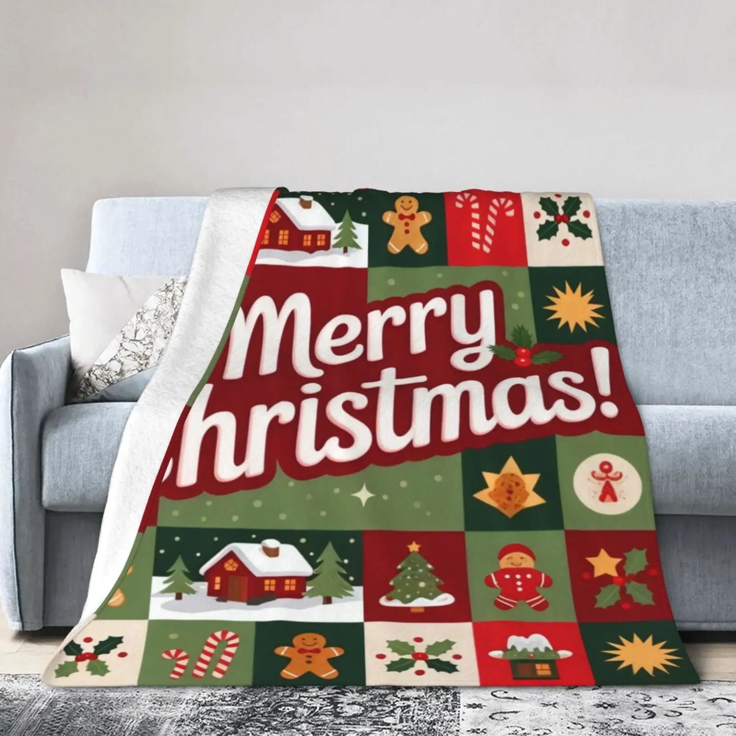 Flannel Christmas Blanket Throw For Kids Cartoon Pattern