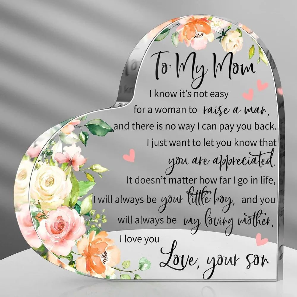 Mom Acrylic Heart Plaque: Birthday/Mother&