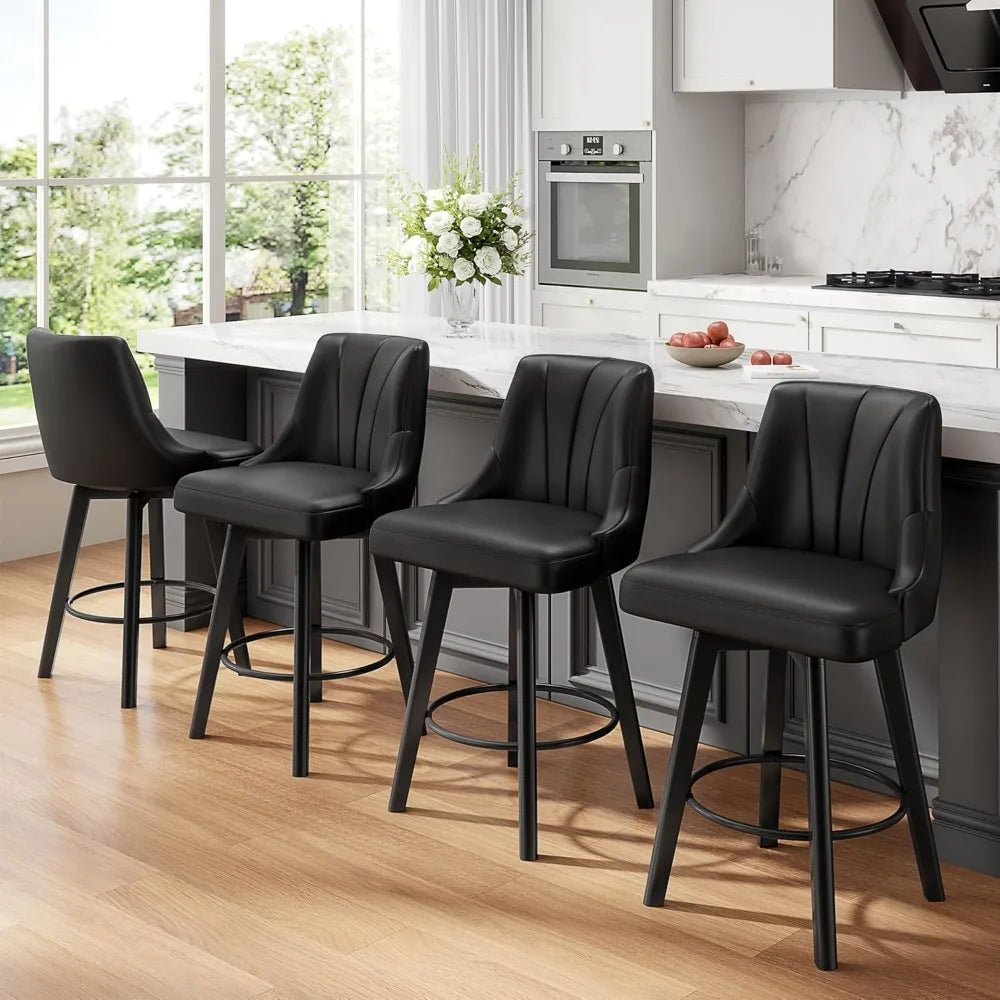 Counter Height Swivel Bar Stool Set of 4 with Back