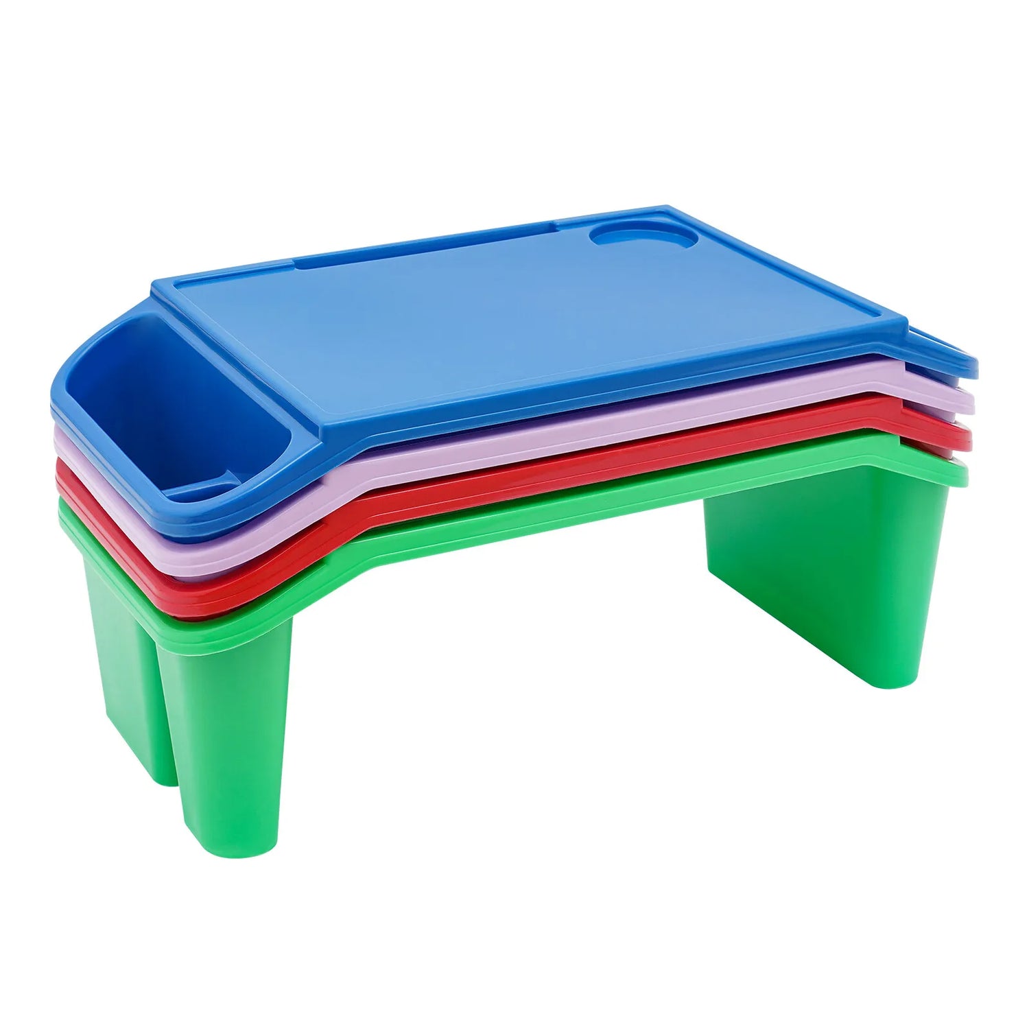 4-Piece Kids Lap Desk Set with Storage Pockets - Lightweight Plastic Tray for Breakfast, Laptop &amp; Crafts in Bed  table for kids