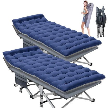 2PK XXL Camping Cot for Adults 900LBS - 78"×32" Oversized Folding Bed with Mattress Pad, Heavy Duty 1200D Oxford, Customized