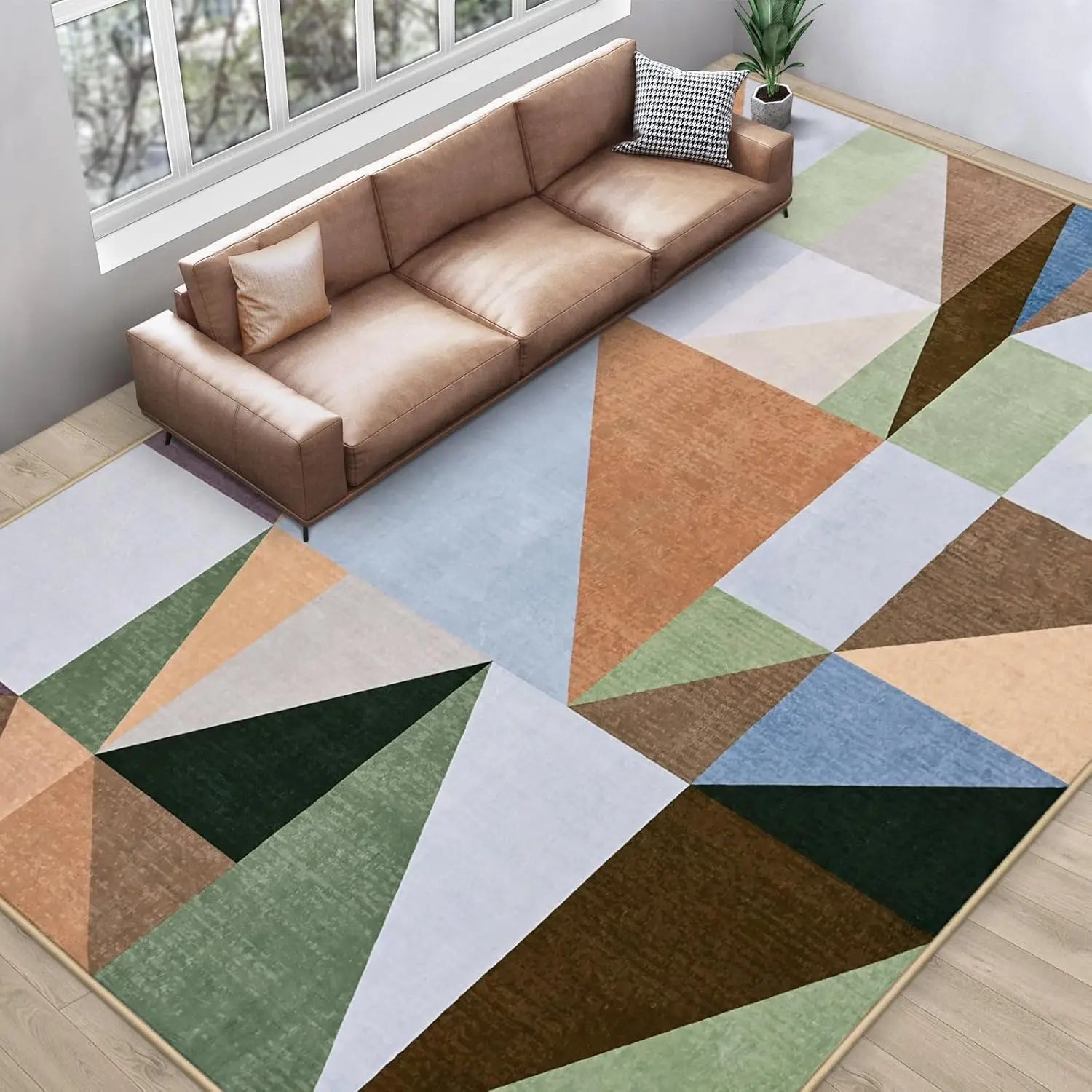 Geometric Patchwork Area Rug,Non-Slip Washable Rug for Bedroom, Soft Indoor Carpet for Entryway Dining Room Office Nursery Floor