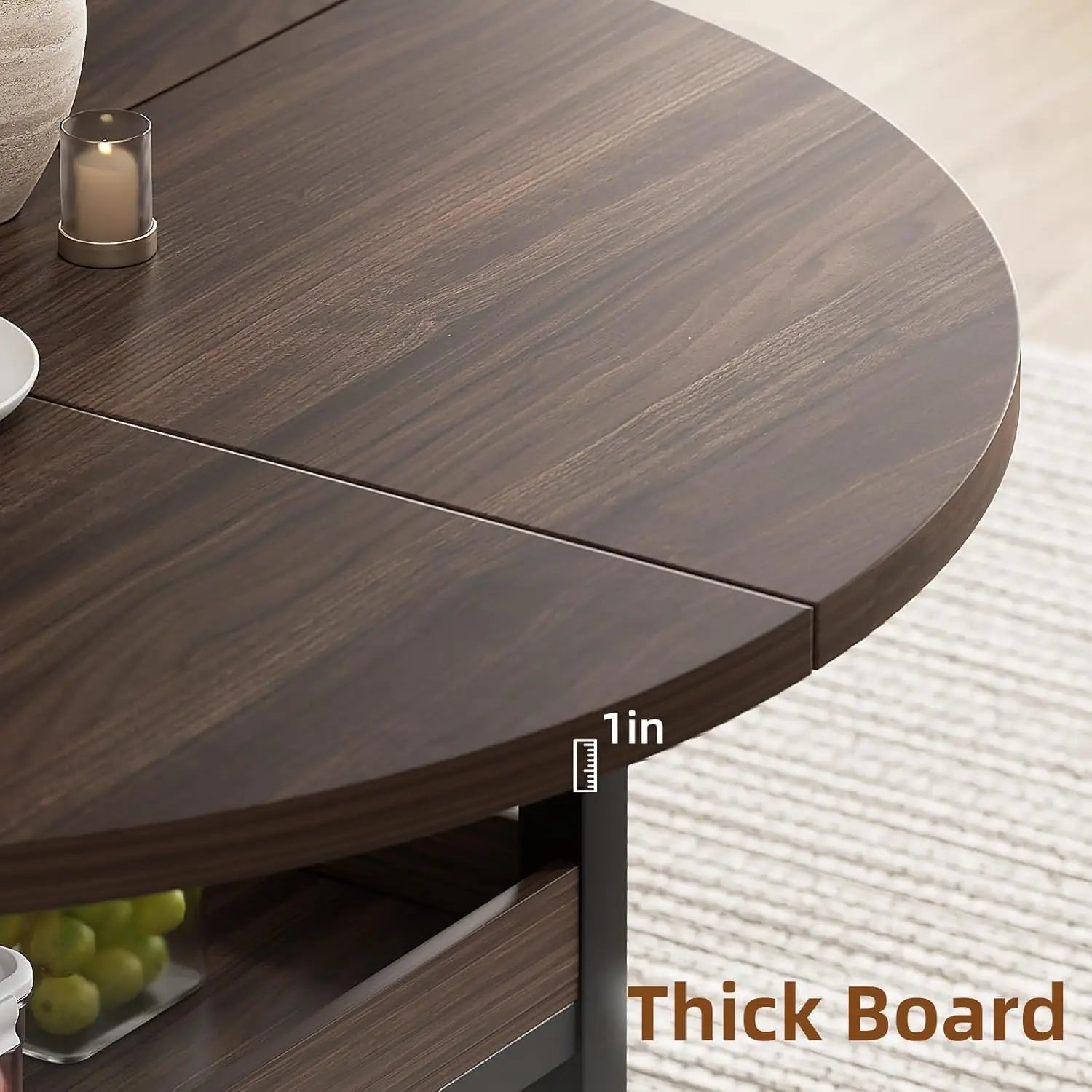5-Piece Round Dining Table Set for 4 with Storage, Kitchen Table with 4 PU Leather Chairs, Space Saving for, Customized
