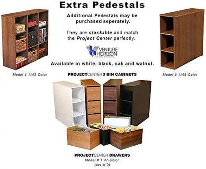 HOT SELLIG QUALITY Project Center Desk With Bookcase And 3 Bin Cabinet,Modern-White
