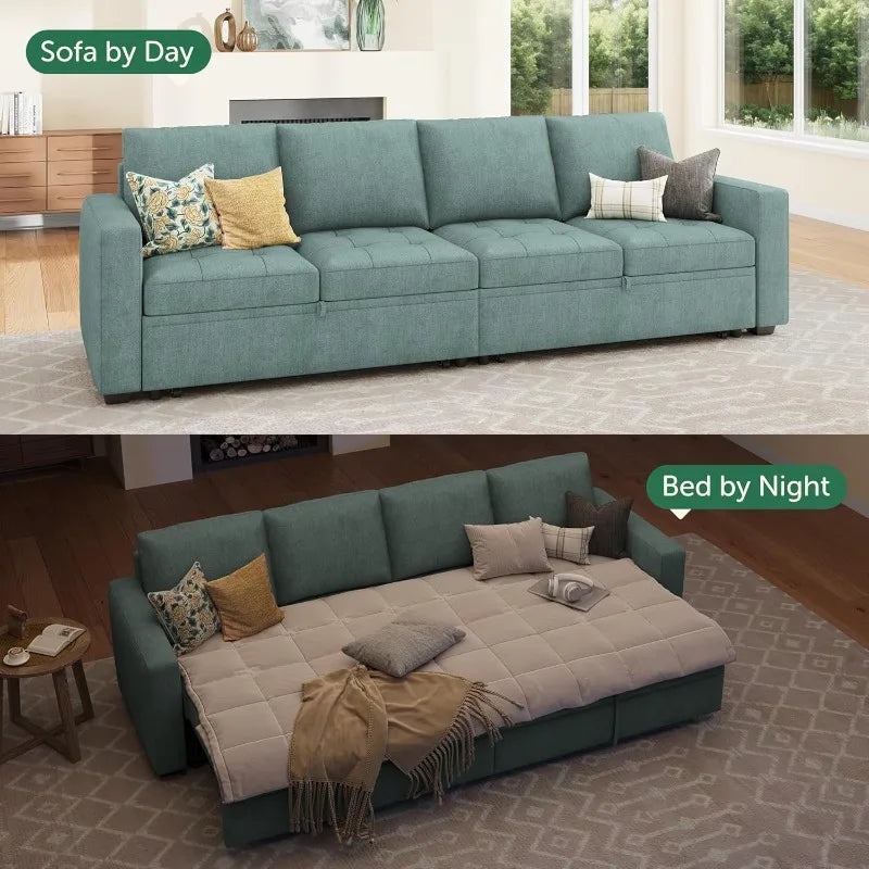 Modular Sectional Sleeper Sofa with Pull Out Couch Bed, Convertible Sectional Couches for Living Room,Blue