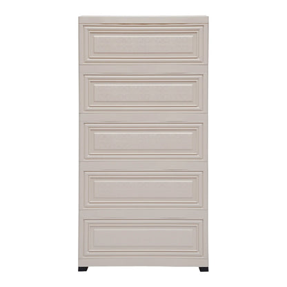5-Tier Dresser Drawer Multi-Usage W/ Two Locks Bedroom Plastic Clothes Cupboard
