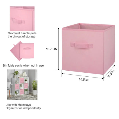 6-Pack Pink Puff Collapsible Fabric Storage Bins, 10.5x10.5 Inch Foldable Cube Organizers for Shelves
