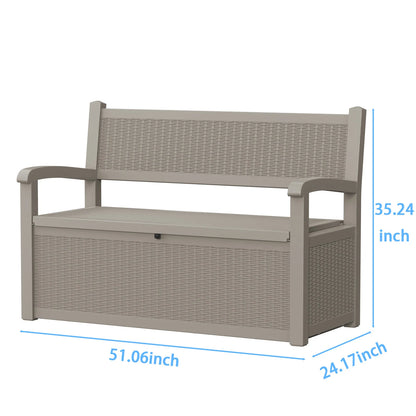 Weatherproof Rattan Look Outdoor Storage Bench for Patio and Garden