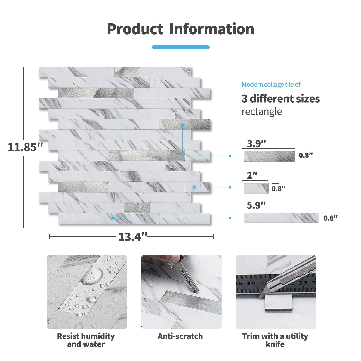 Art3d 10 Pack Peel and Stick Backsplash Tiles for Kitchen Bathroom