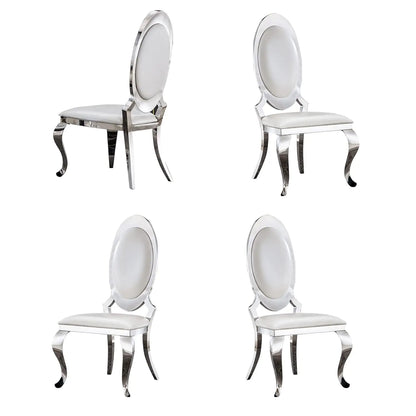Modern Dining Chair Set of 4, Retro Luxury Leather Dining Room Chairs, Upholstered White Dining Chairs with Gold, Customized