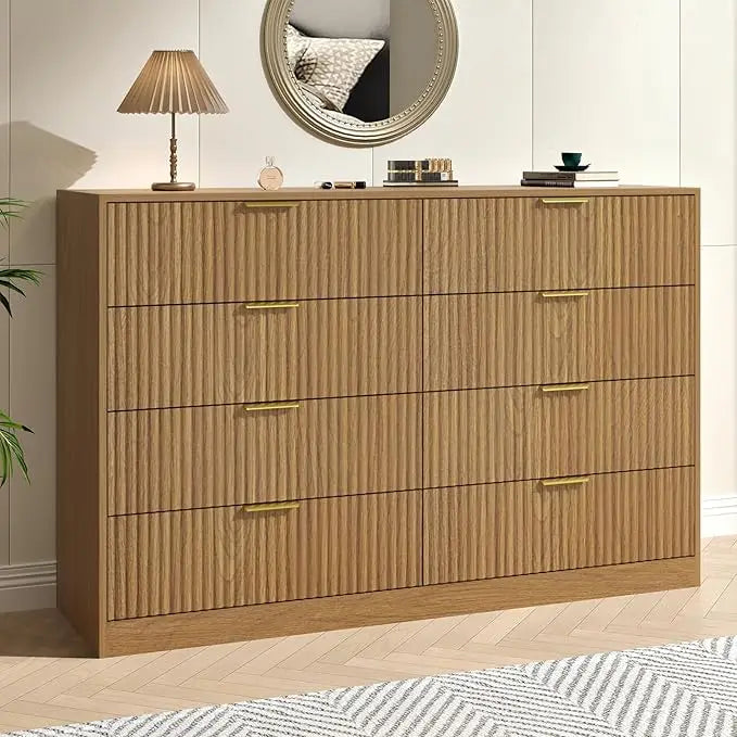 Chengwei Fluted Dresser With 8 Drawers Modern Finish