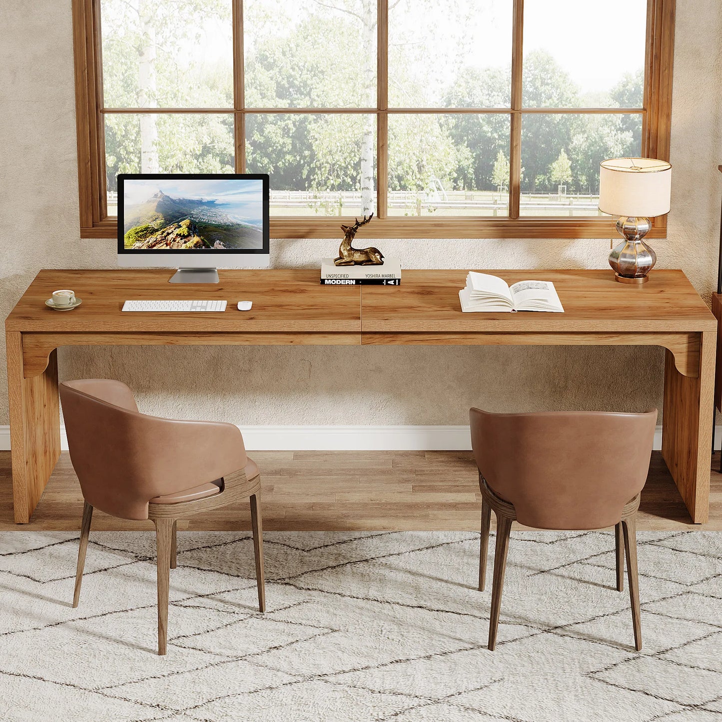 Tribesigns Double Desk Workstation for Modern Home Office