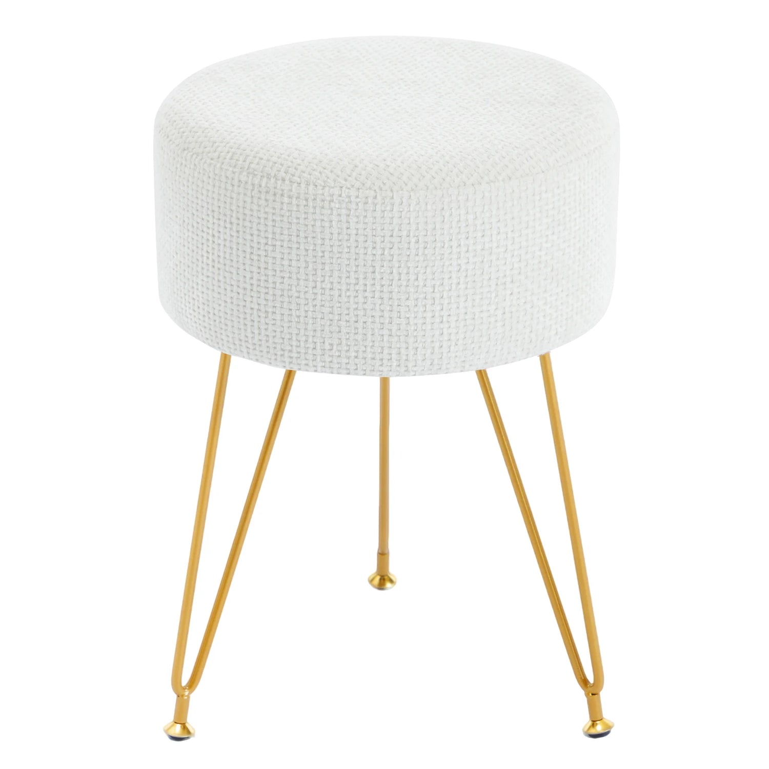 JHK Round Ottoman Velvet Footrest Chair Living Room Vanity Stool with 4CM Thick Cushion 350LBS Heavy-Duty Makeup Stool for Home