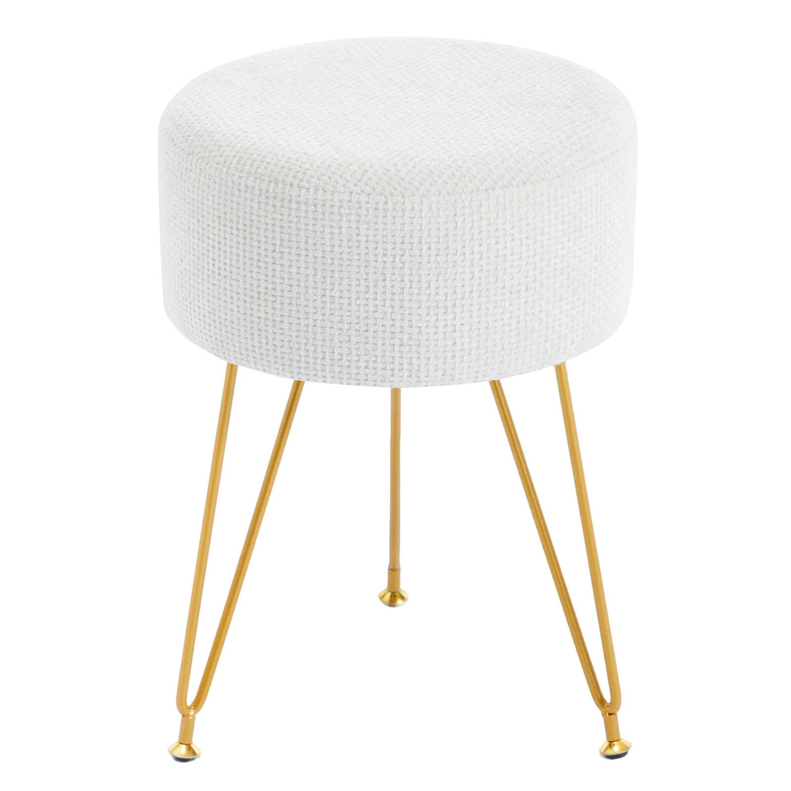 JHK Round Ottoman Velvet Footrest Chair Living Room Vanity Stool with 4CM Thick Cushion 350LBS Heavy-Duty Makeup Stool for Home
