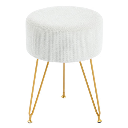 JHK Round Ottoman Velvet Footrest Chair Living Room Vanity Stool with 4CM Thick Cushion 350LBS Heavy-Duty Makeup Stool for Home