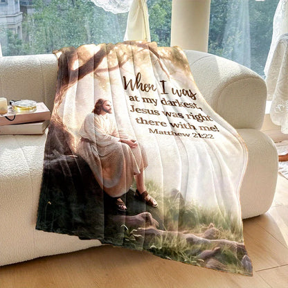 Jesus is with Me Bible Verse Flannel Throw - Soft, All-Season for Sofa, Bed, Camping Travel - Multi-Size