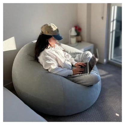 Inflatable Beanless Bean Bag Chair Lounge Sofa Grey,23856396
