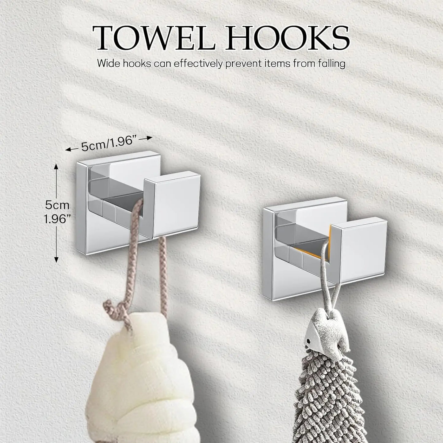 5-Piece Chrome Bathroom Hardware Set with Towel Bar, Ring, Paper Holder & Hooks - Stainless Steel & Rust-Resistant