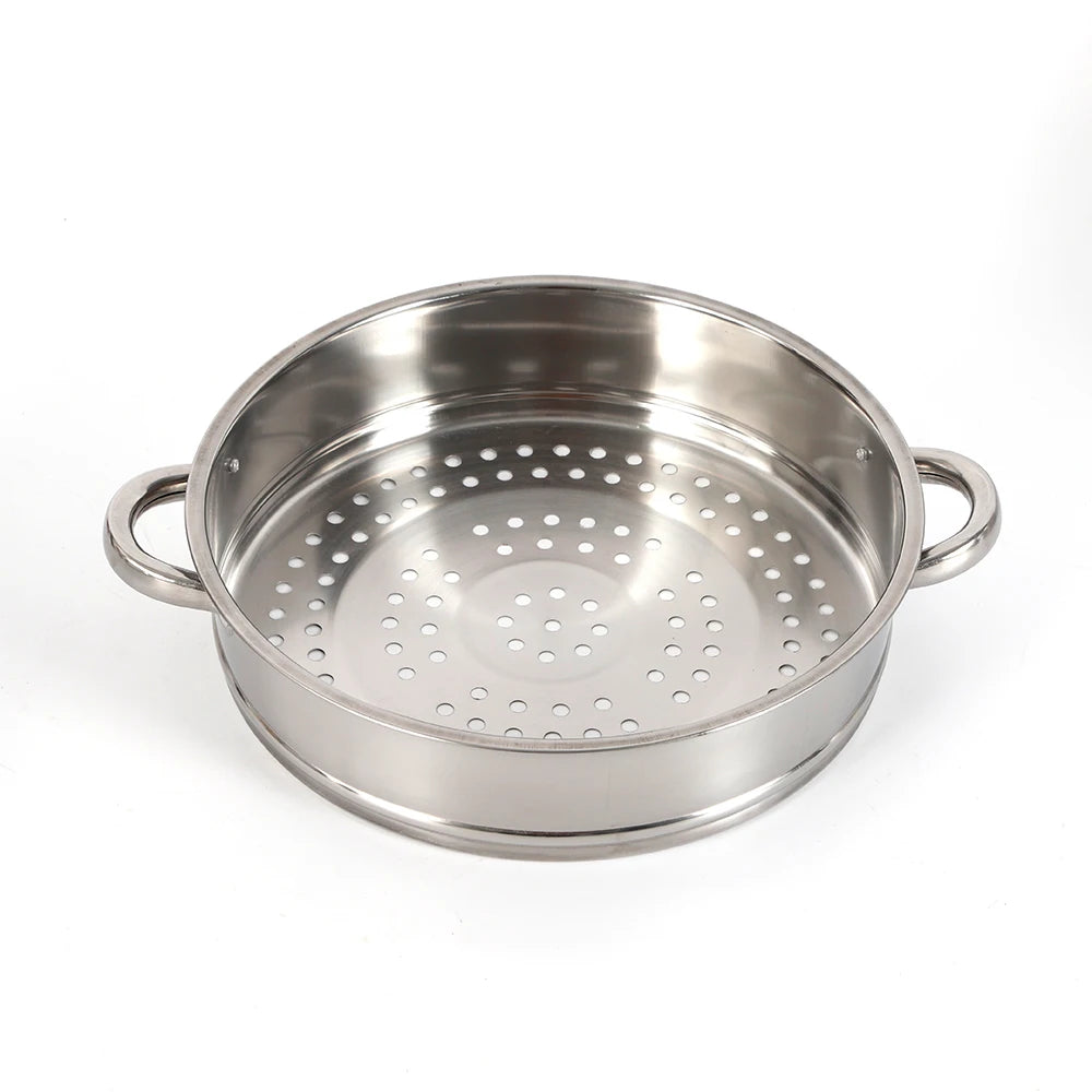 LOYALHEARTDY 5 Tier Silver Stainless Steel Steamer Cooker Steam Pot Kitchen Tool Food Meat Steam Cooking Cookware with Glass lid