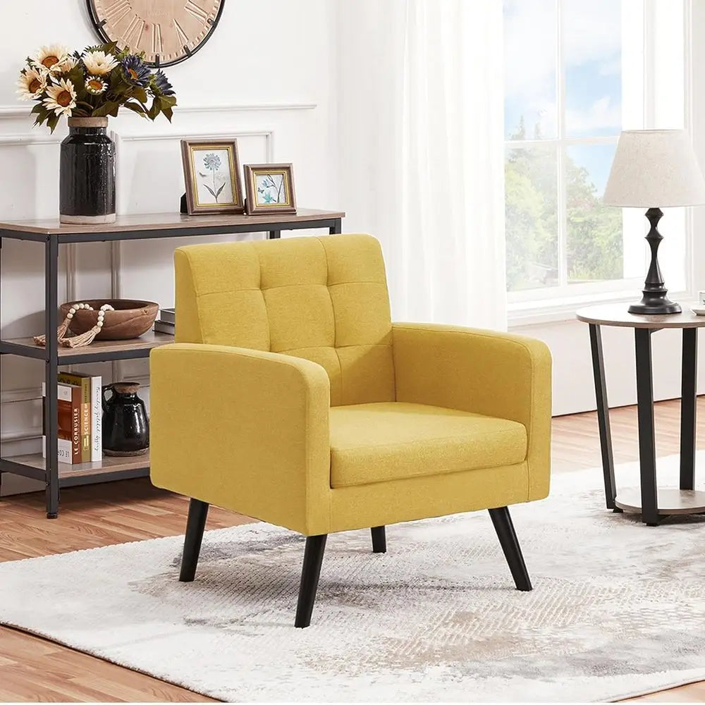 Mid Century Modern Upholstered Accent Chair with Button Tufted Back
