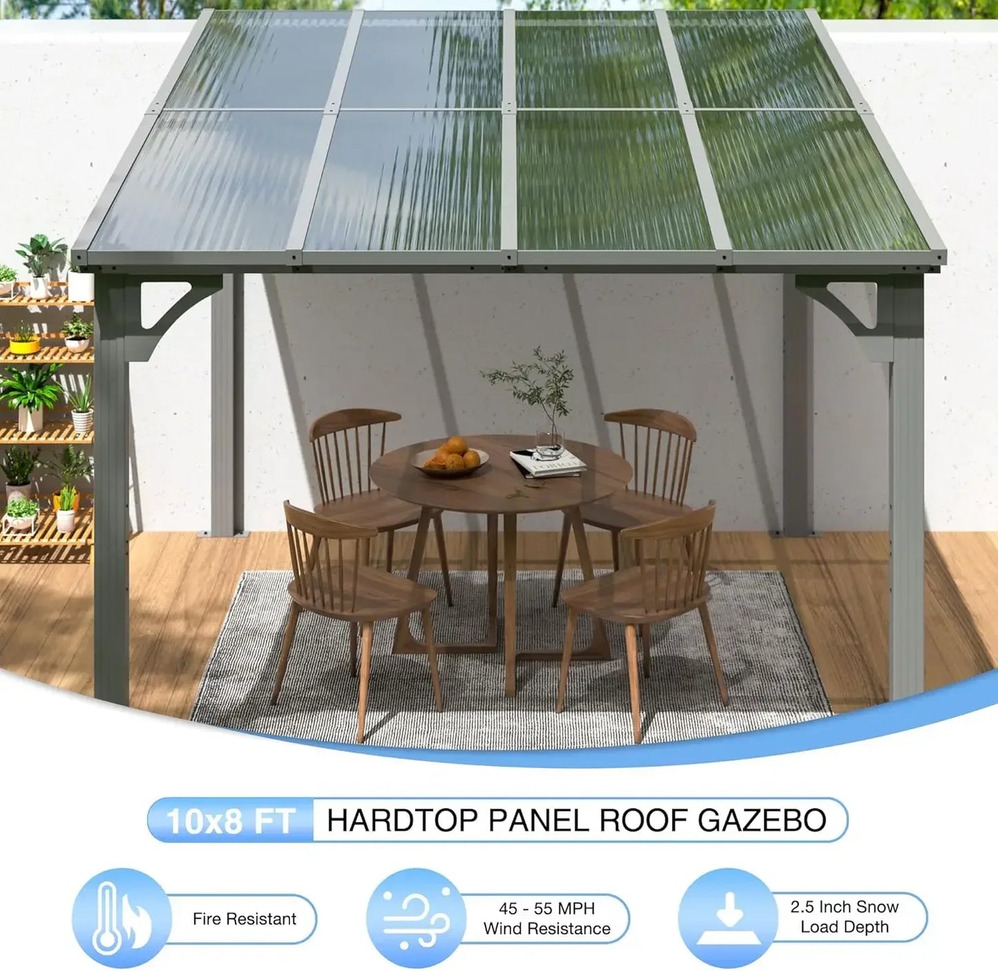 10x8 FT Gazebo Pergola Awnings for Patio with Hardtop Gazebos on Clearance Patio Covers for Shade and Rain