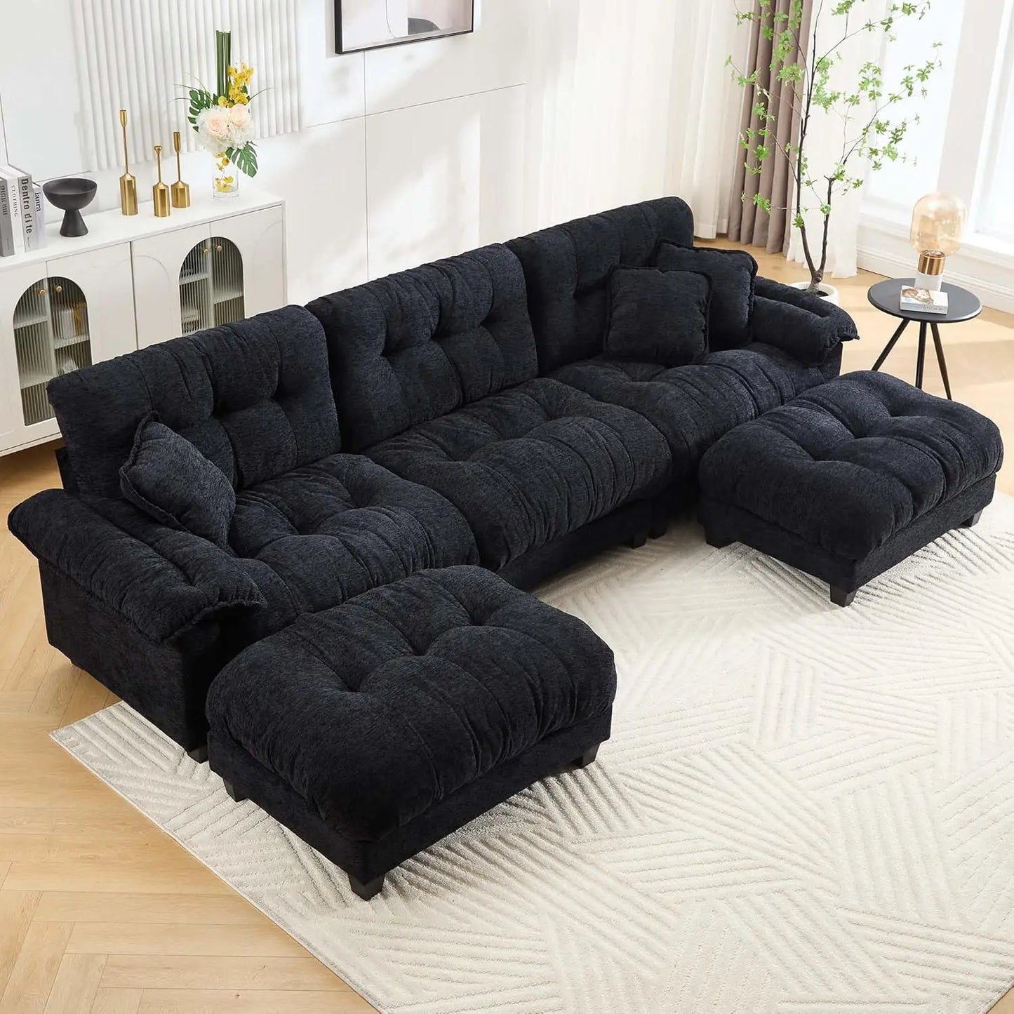 Modular U Shaped Sectional Sofa Chenille Cloud Couch