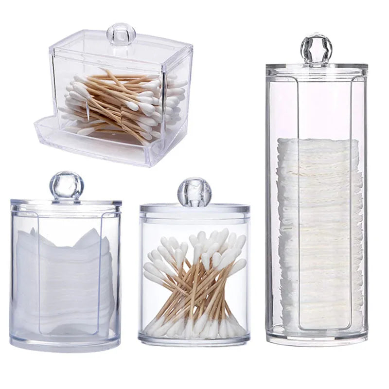 Acrylic Makeup Organizer For Cotton Swabs Jewelry And Remover Pads