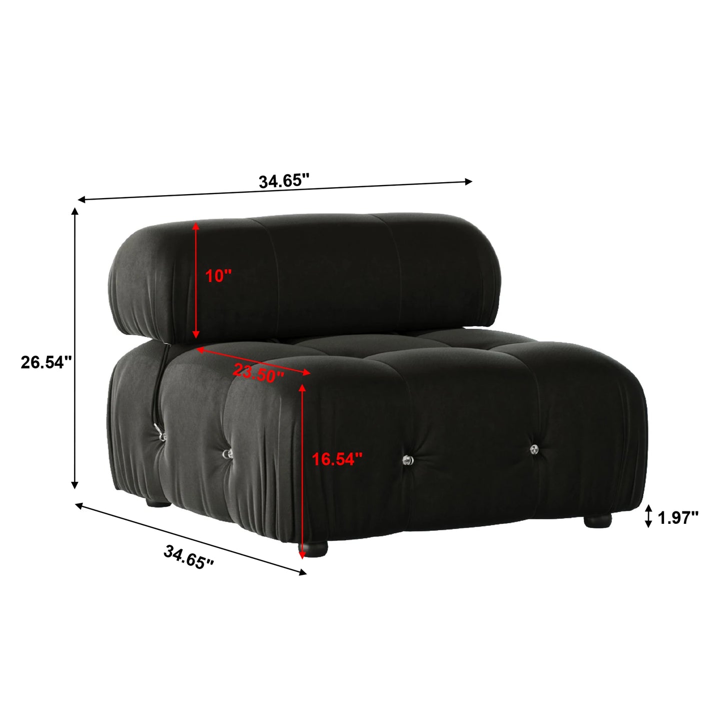 Minimalist Velvet Sectional Sofa with Modular Ottomans for Living Room