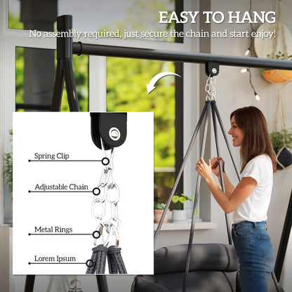 Outsunny Macrame Hanging Hammock Chair With Plush Cushion
