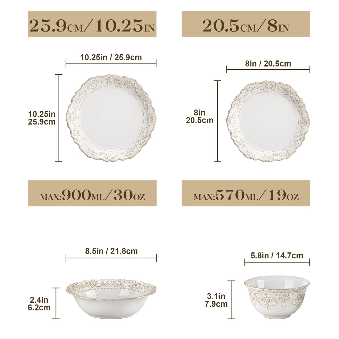 MALACASA Stoneware Dinnerware Set With Plates And Bowls