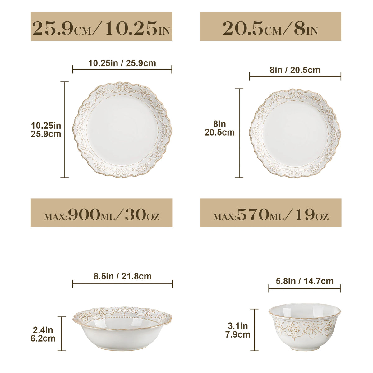 MALACASA Stoneware Dinnerware Set With Plates And Bowls