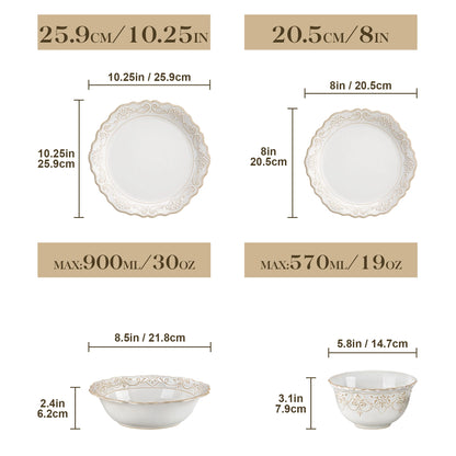 MALACASA Stoneware Dinnerware Set With Plates And Bowls