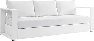 Tahoe Aluminum Outdoor Patio Sofa in White Gray