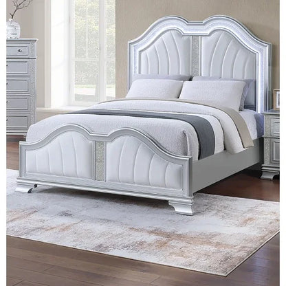 Modern Fabric Bed Frame With Built In USB Charging Port