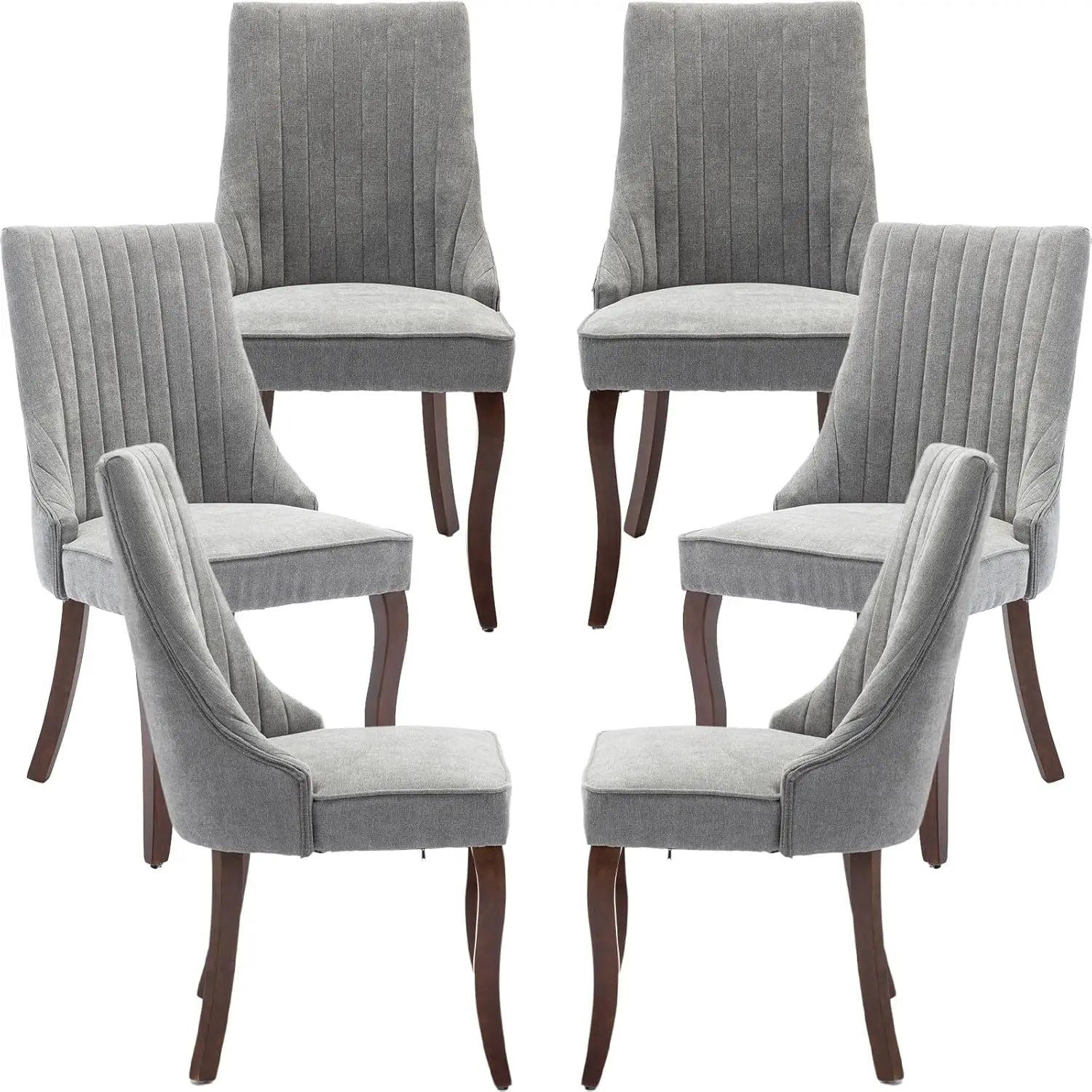 Velvet Upholstered Dining Chairs Set of 6 Mid Century Wood Legs Kitchen Room Easy Assembly Beige 6pcs,Customized