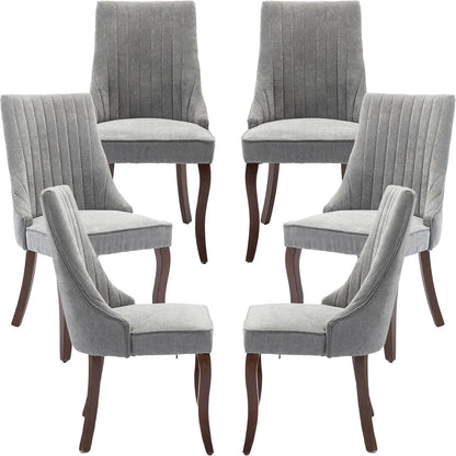 Velvet Upholstered Dining Chairs Set of 6 Mid Century Wood Legs Kitchen Room Easy Assembly Beige 6pcs,Customized
