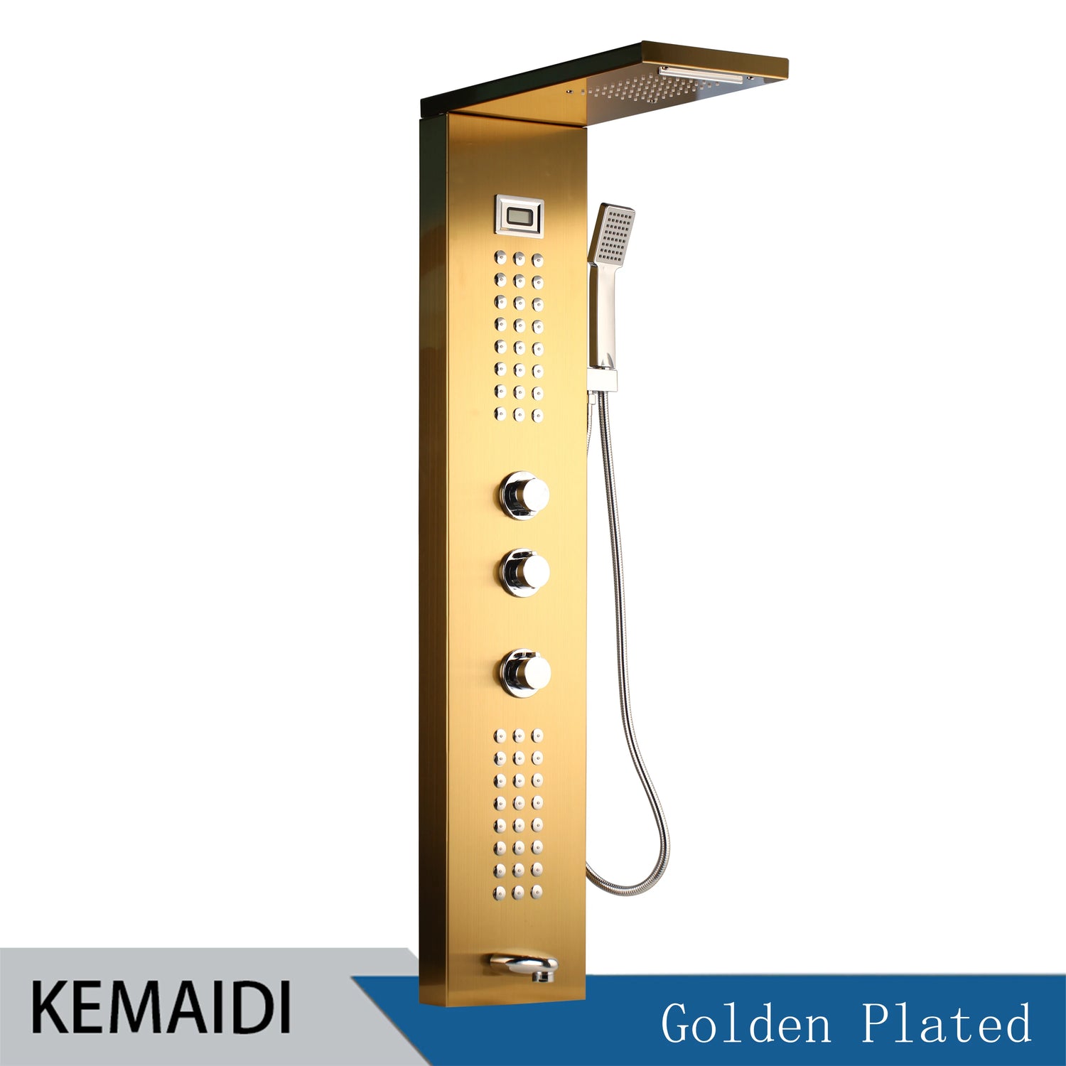 KEMAIDI Multifunctional Shower Panel Tower with Rainfall Waterfall Bathroom Shower Column Bath Shower Systerm W/ Massage Jets